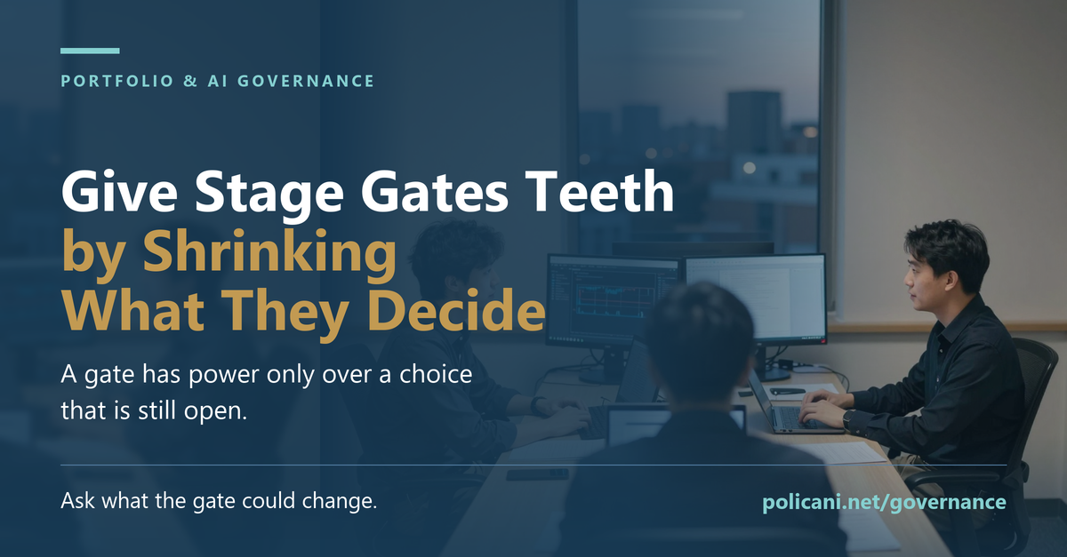 Give stage gates teeth by shrinking what they decide social preview